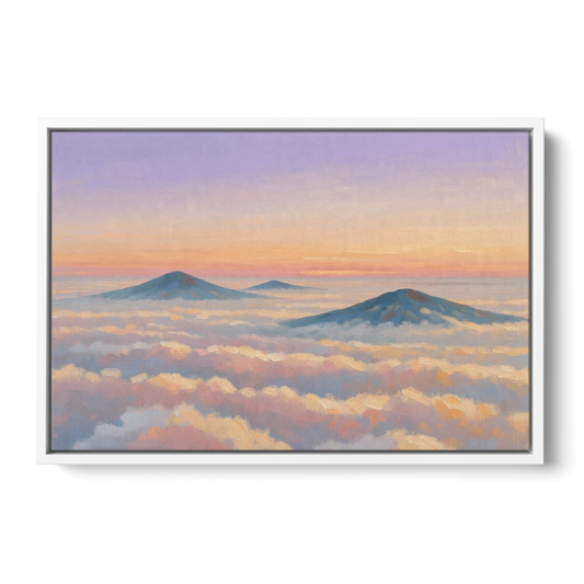Peaceful Wall Art for Bedroom Twilight Summits - White Framed Canvas Wall Art - Front