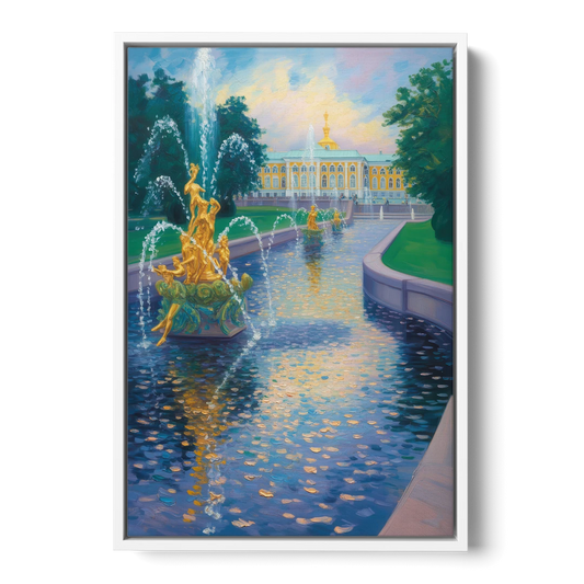 Peterhof Grandeur - White Framed Canvas Wall Art - Front