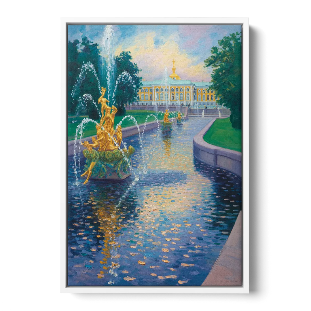 Peterhof Grandeur Front - White Canvas Wall Art