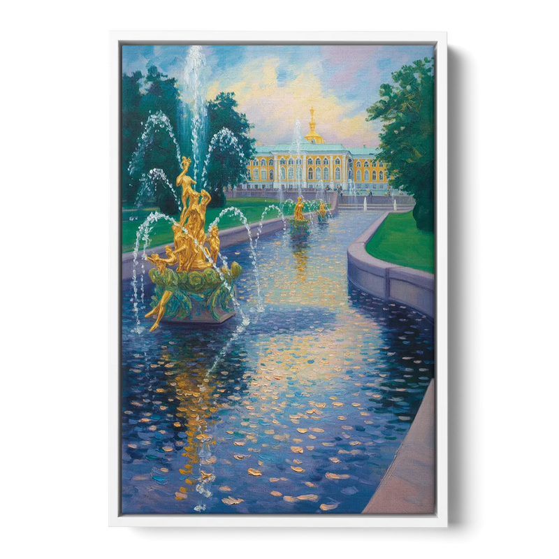 Peterhof Grandeur Front - White Canvas Wall Art