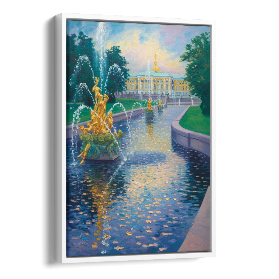 Peterhof Grandeur Side - White Canvas Wall Art