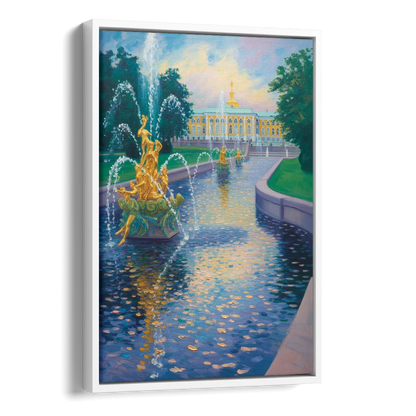 Peterhof Grandeur Side - White Canvas Wall Art
