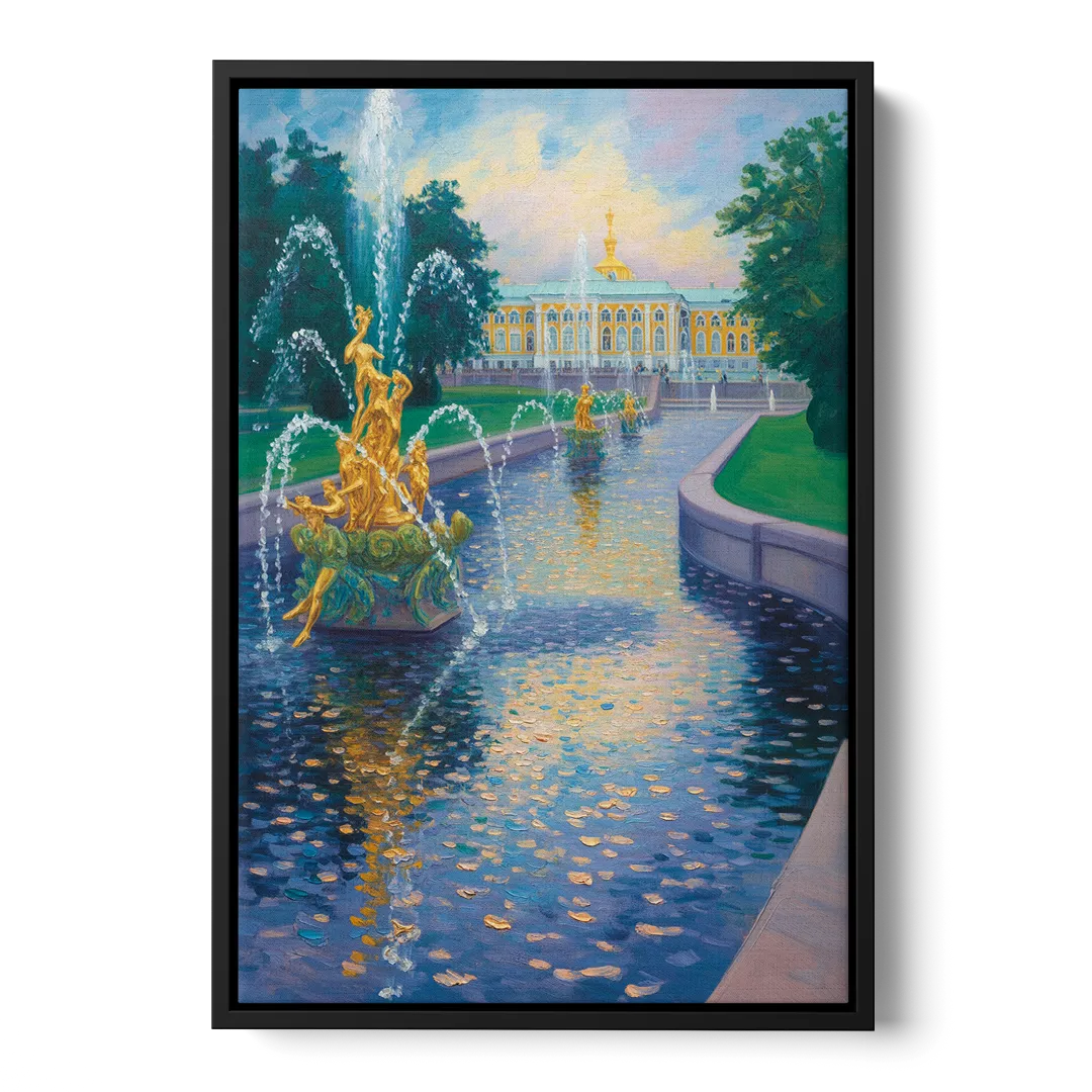 Peterhof Grandeur Front - Black Canvas Wall Art
