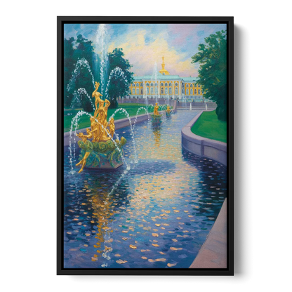 Peterhof Grandeur Front - Black Canvas Wall Art