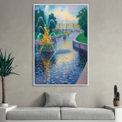Peterhof Grandeur Sitting Room - White Canvas Wall Art