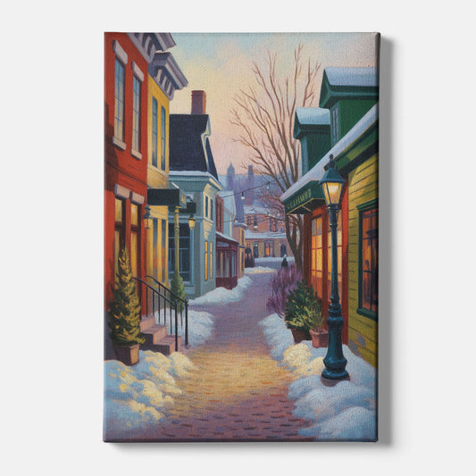 Petit Champlain Winter Quebec - Canvas Wall Art