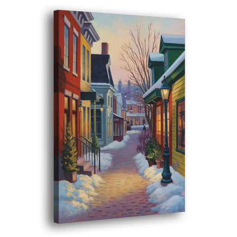 Petit Champlain Winter Quebec - Canvas Wall Art
