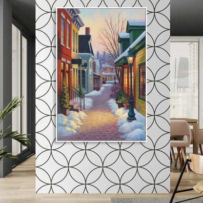 Petit Champlain Winter Quebec Living Room - White Canvas Wall Art