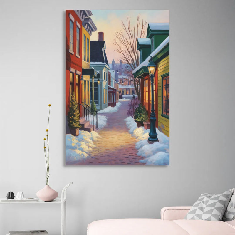Petit Champlain Winter Quebec Living Room - Canvas Wall Art