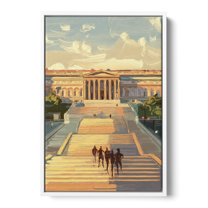 Philadelphia Art Museum Steps Front - White Canvas Wall Art