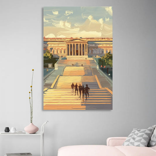 Philadelphia Art Museum Steps Living Room - Canvas Wall Art