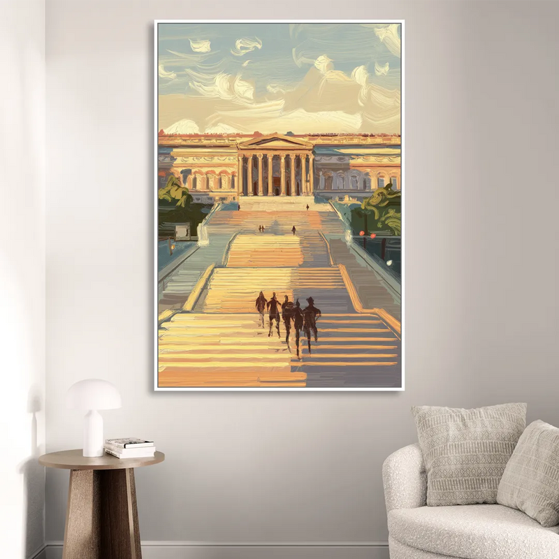 Philadelphia Art Museum Steps Sitting Room - White Canvas Wall Art