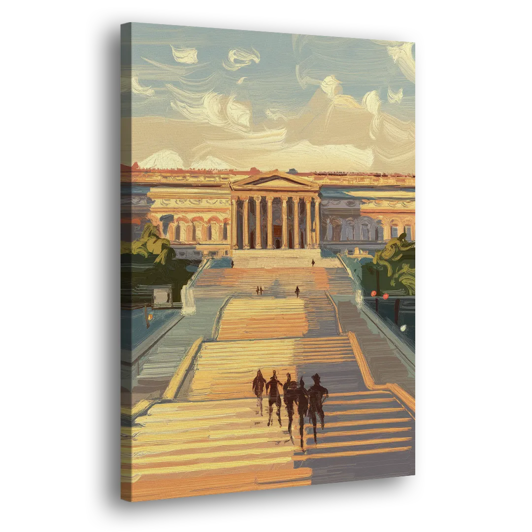 Philadelphia Art Museum Steps Side - Canvas Wall Art