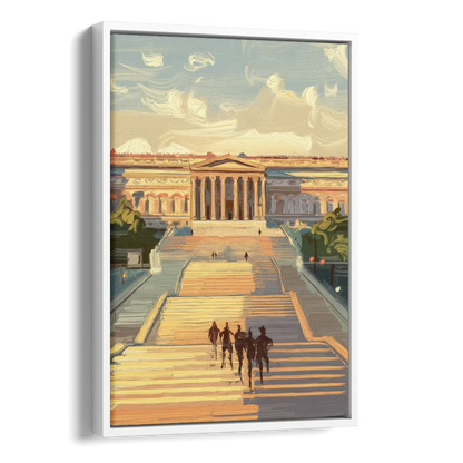 Philadelphia Art Museum Steps Side - White Canvas Wall Art