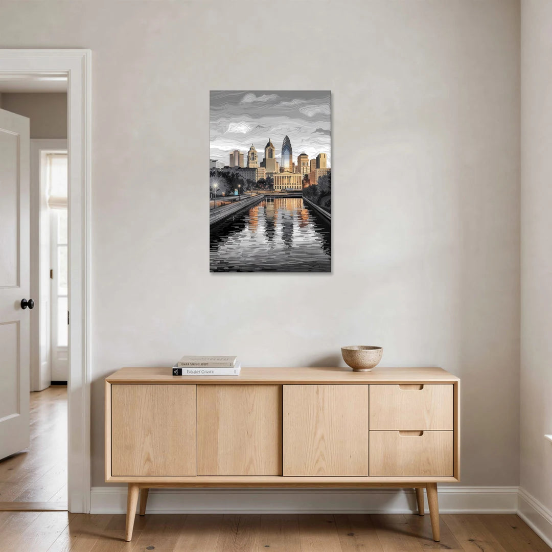 Philadelphia Black and White - Canvas Wall Art - Coffee Table - 24x36