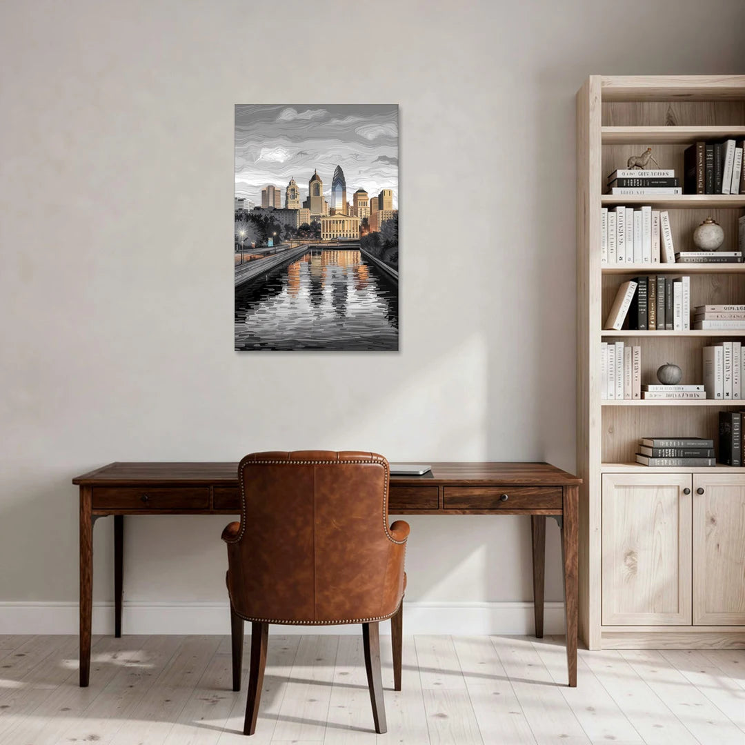 Philadelphia Black and White - Canvas Wall Art - Office - 24x36