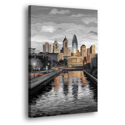 Philadelphia Black and White Side - Canvas Wall Art