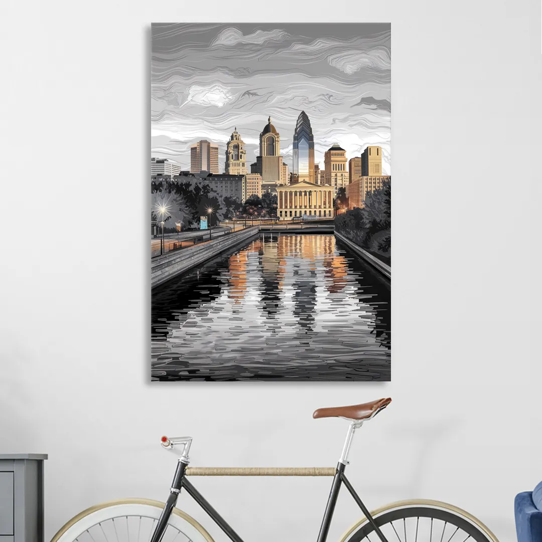 Philadelphia Black and White Sitting Room - Canvas Wall Art