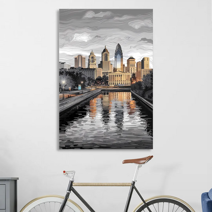 Philadelphia Black and White Sitting Room - Canvas Wall Art