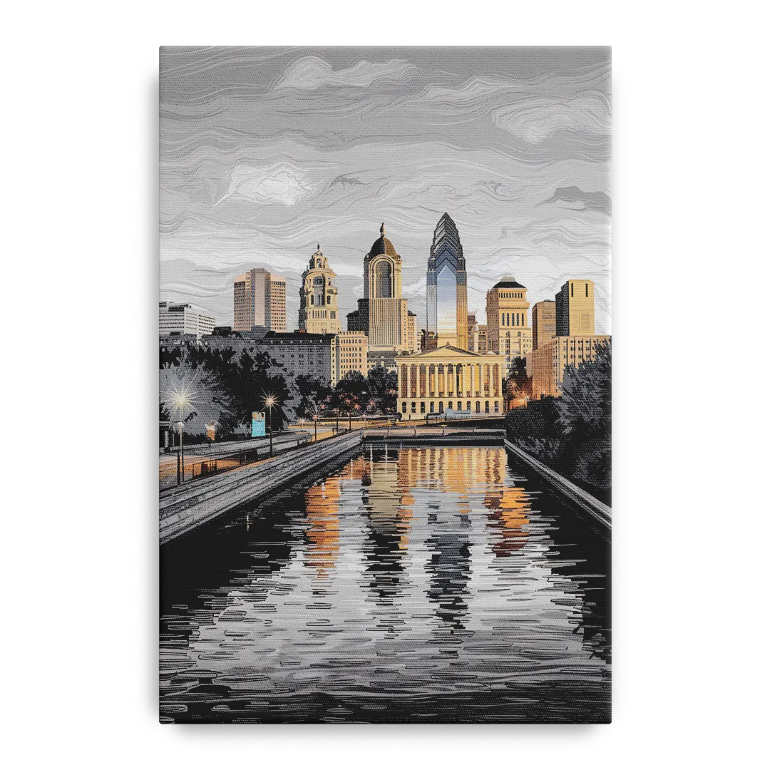 Philadelphia Black and White Front - Canvas Wall Art