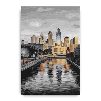 Philadelphia Black and White Front - Canvas Wall Art