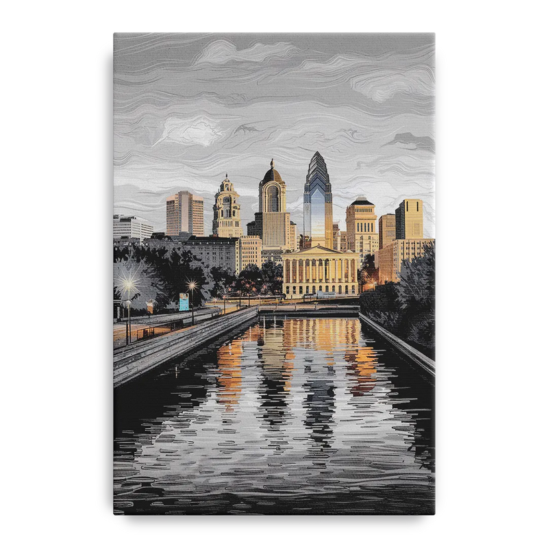 Philadelphia Black and White Front - Canvas Wall Art