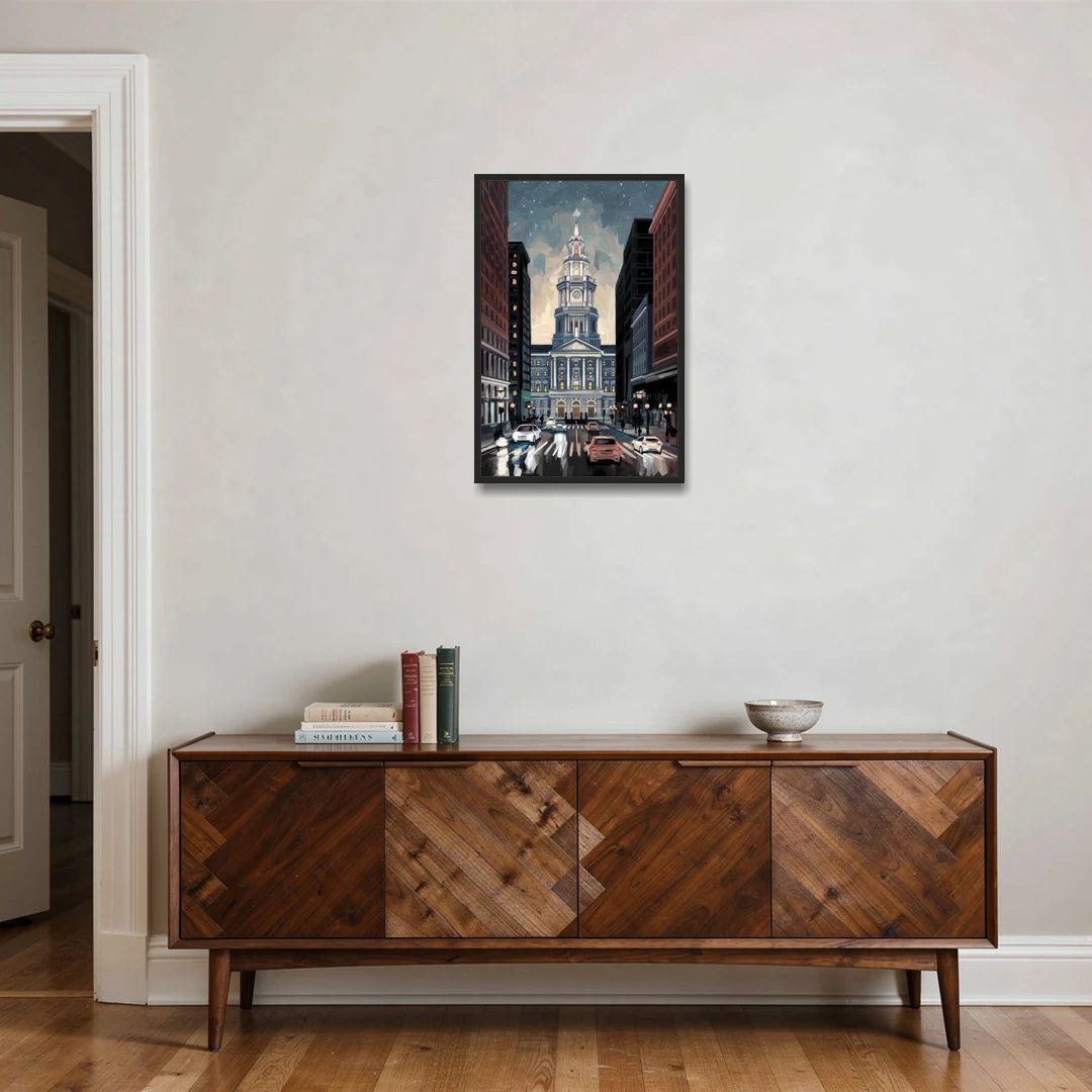 Philadelphia City Hall - Black Framed Canvas Wall Art - Coffee Table - 20x30