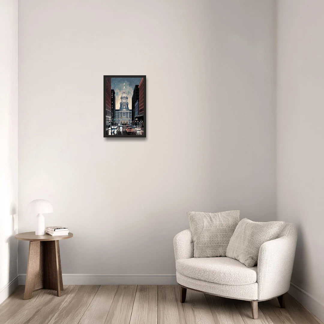 Philadelphia City Hall - Black Framed Canvas Wall Art - Sofa - 12x18