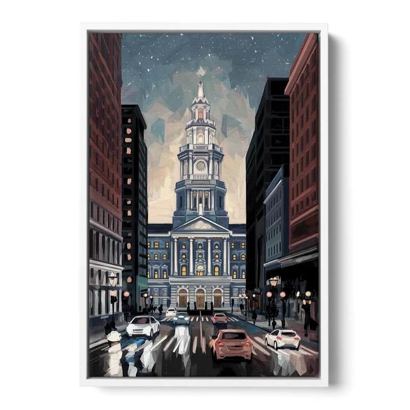 Philadelphia City Hall Front - White Canvas Wall Art