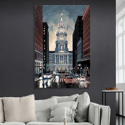 Philadelphia City Hall Sitting Room - Canvas Wall Art