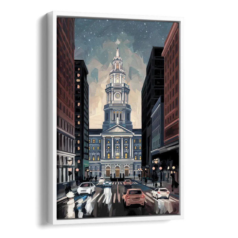 Philadelphia City Hall Side - White Canvas Wall Art