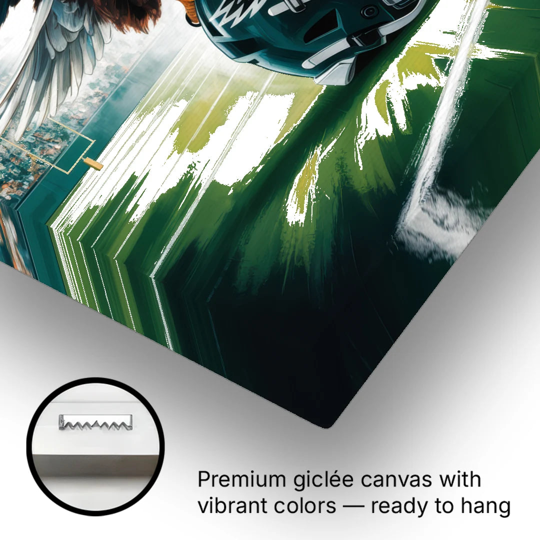 Philadelphia Eagles Symbolic Composition Painting - Canvas Wall Art - Gallery Wrap Corner