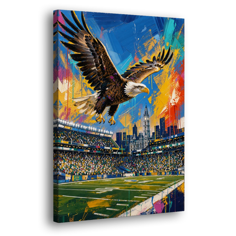 Philadelphia Eagles Symbolic Composition Painting - Canvas Wall Art - Side