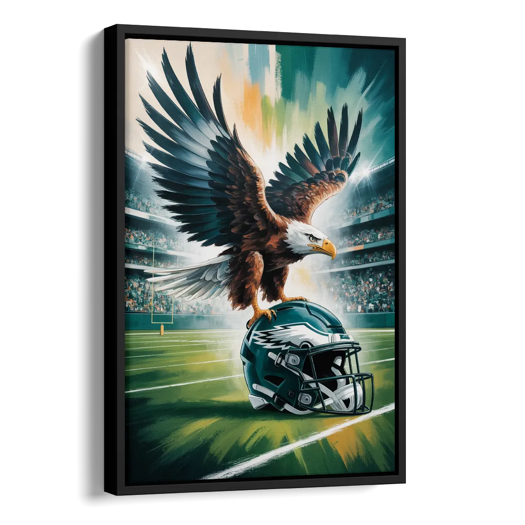 Philadelphia Eagles Symbolic Composition Painting Side - Black Canvas Wall Art