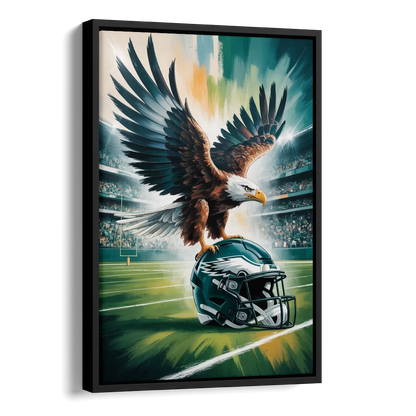 Philadelphia Eagles Symbolic Composition Painting Side - Black Canvas Wall Art