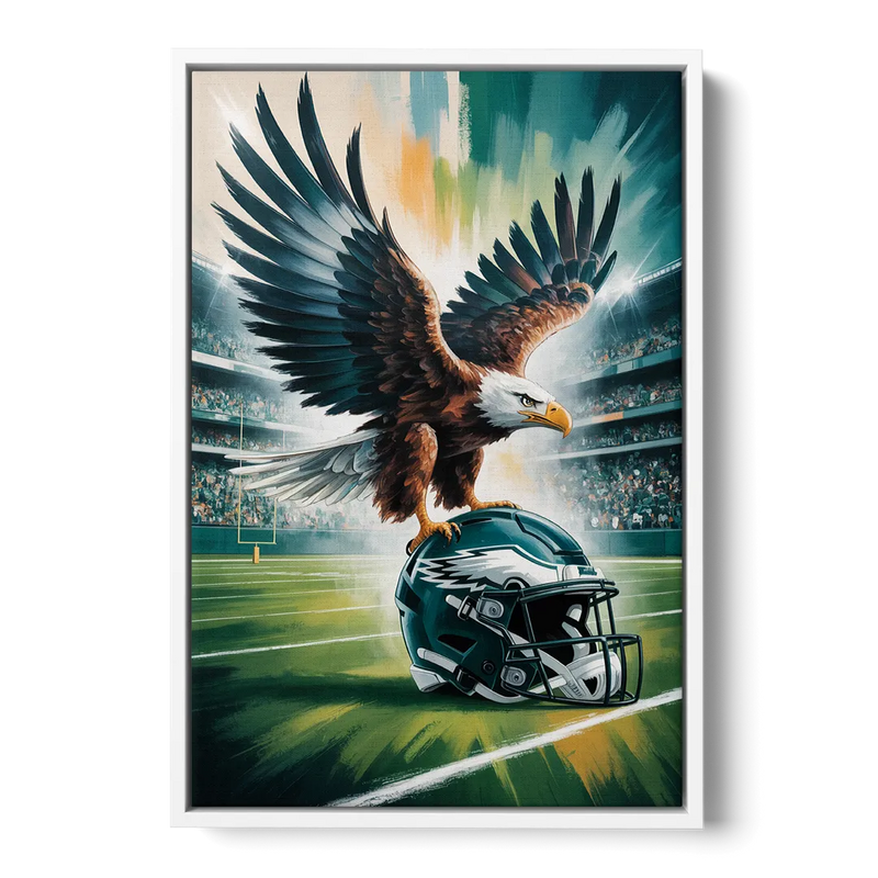 Philadelphia Eagles Symbolic Composition Painting Front - White Canvas Wall Art