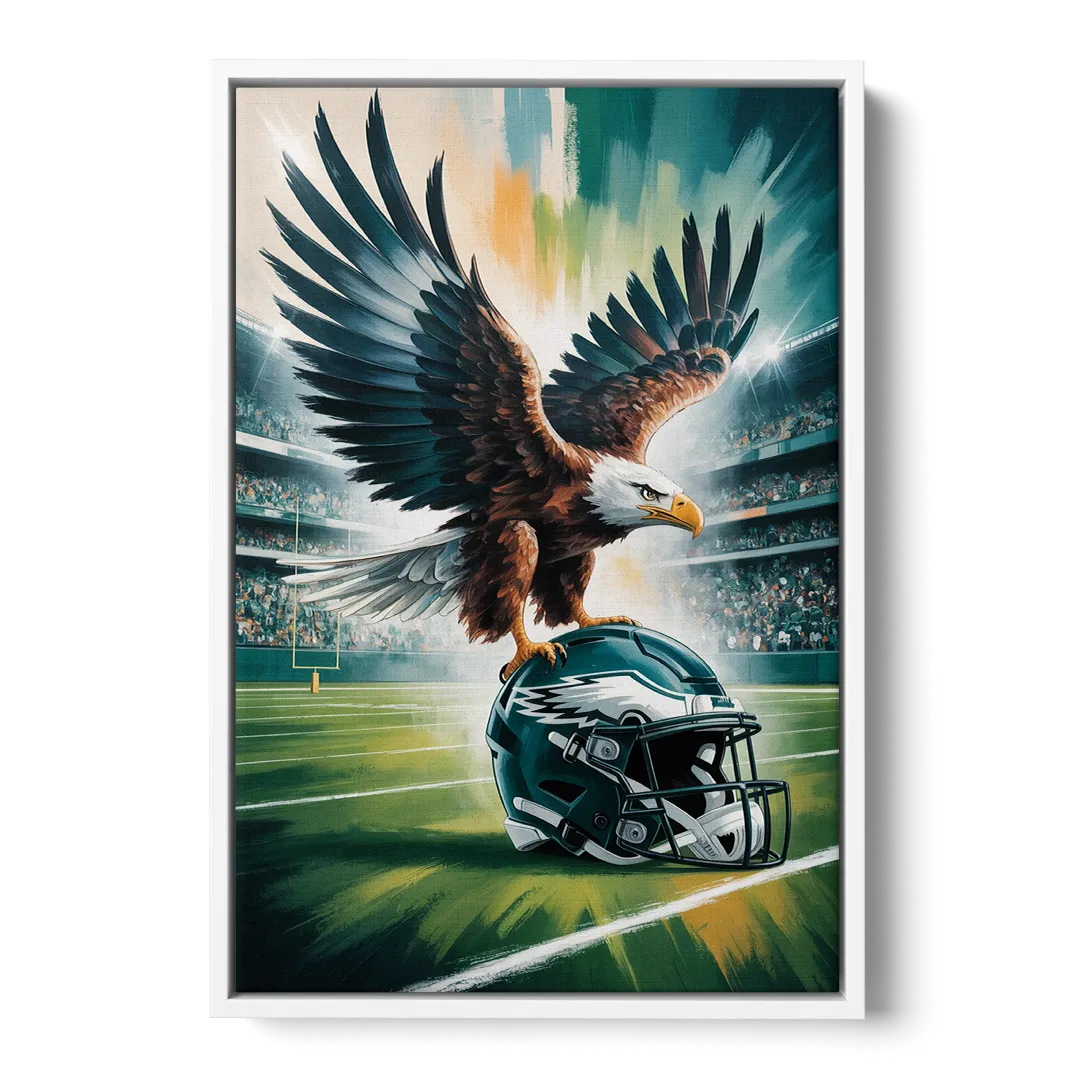 Philadelphia Eagles Symbolic Composition Painting - White Frame Canvas