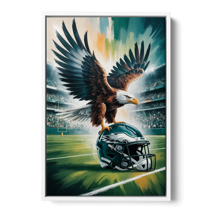 Philadelphia Eagles Symbolic Composition Painting - White Frame Canvas