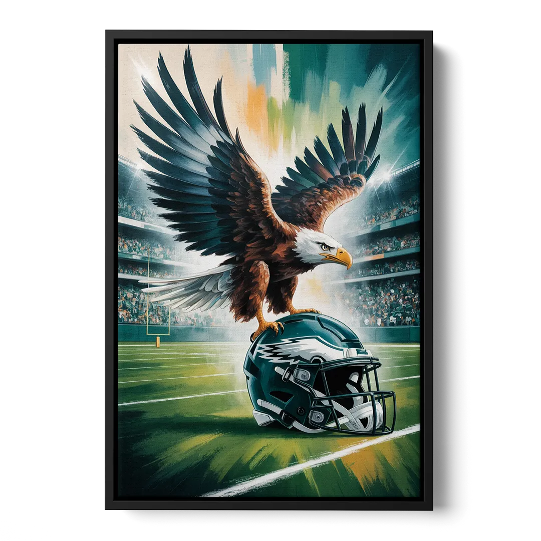 Philadelphia Eagles Symbolic Composition Painting - Black Frame Canvas