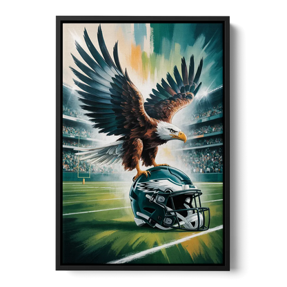 Philadelphia Eagles Symbolic Composition Painting - Black Frame Canvas