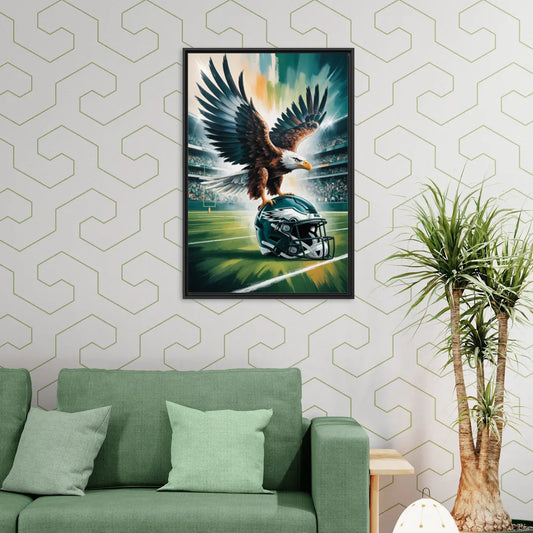 Philadelphia Eagles Symbolic Composition Painting - Living Room Black Frame Canvas