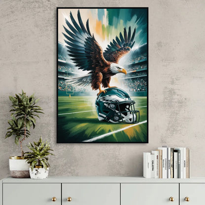 Philadelphia Eagles Symbolic Composition Painting Sitting Room - Black Canvas Wall Art