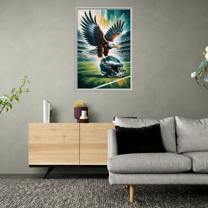Philadelphia Eagles Symbolic Composition Painting - Living Room White Frame Canvas