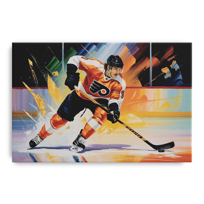 Philadelphia Flyers Dynamic Impressionistic Hockey Art - Canvas Wall Art