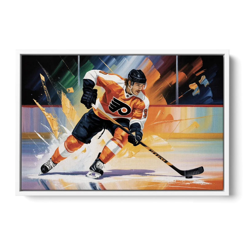 Philadelphia Flyers Dynamic Impressionistic Hockey Art Front - White Canvas Wall Art
