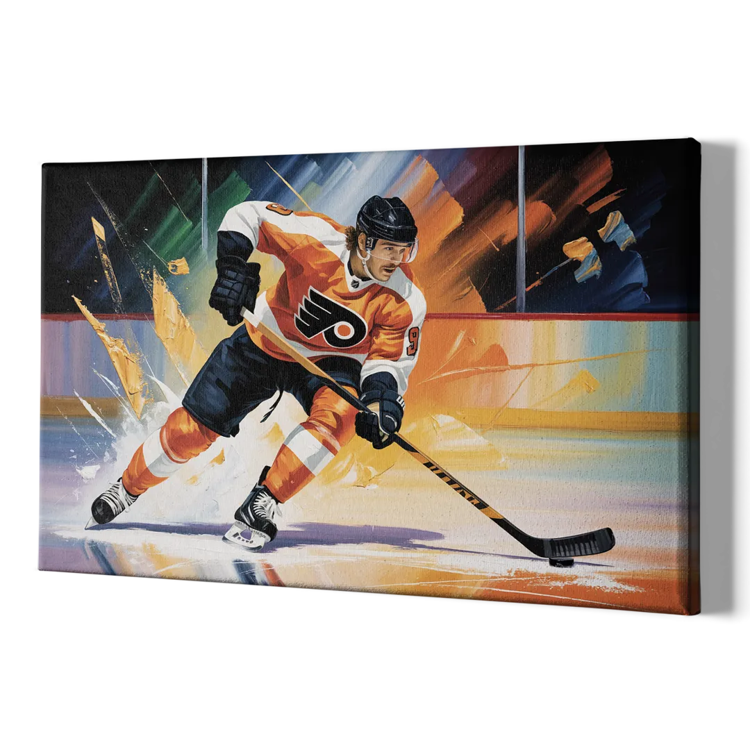 Philadelphia Flyers Dynamic Impressionistic Hockey Art - Canvas Print Art Sides