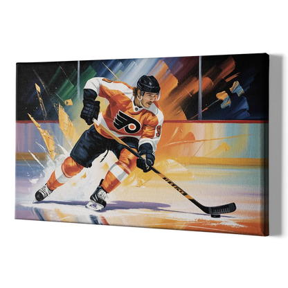 Philadelphia Flyers Dynamic Impressionistic Hockey Art - Canvas Print Art Sides