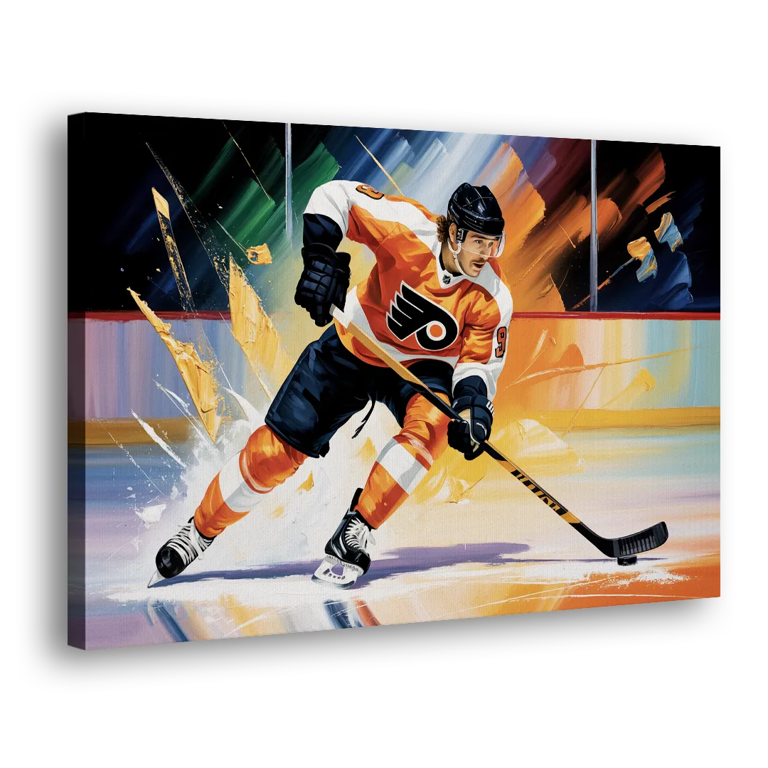 Philadelphia Flyers Dynamic Impressionistic Hockey Art Side - Canvas Wall Art