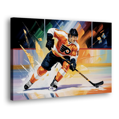 Philadelphia Flyers Dynamic Impressionistic Hockey Art Side - Canvas Wall Art