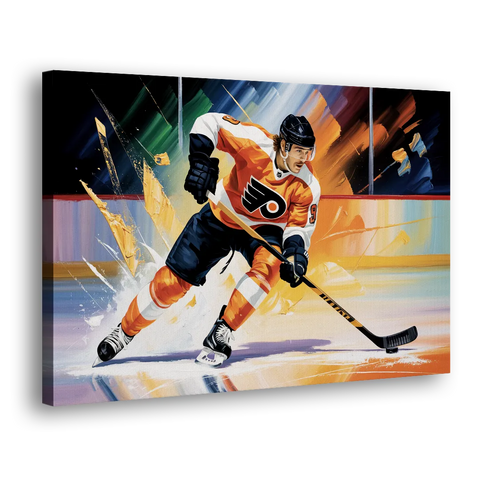 Philadelphia Flyers Dynamic Impressionistic Hockey Art - Canvas Wall Art